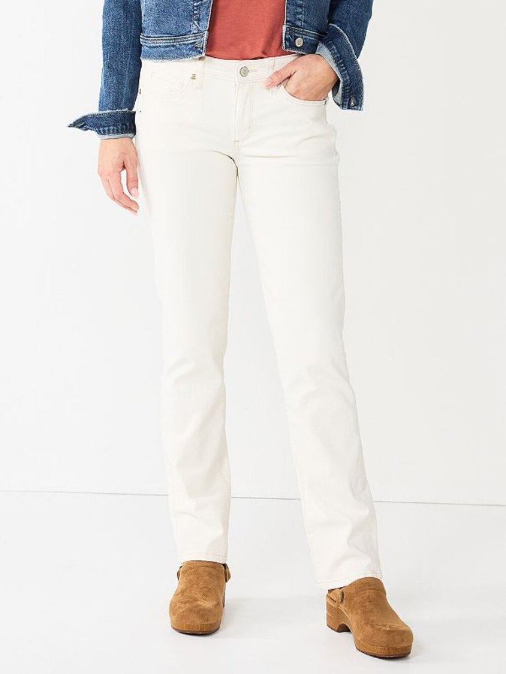 Women's Sonoma Goods For Life Midrise Straight Leg Jeans - Ecru - 16L - NWT